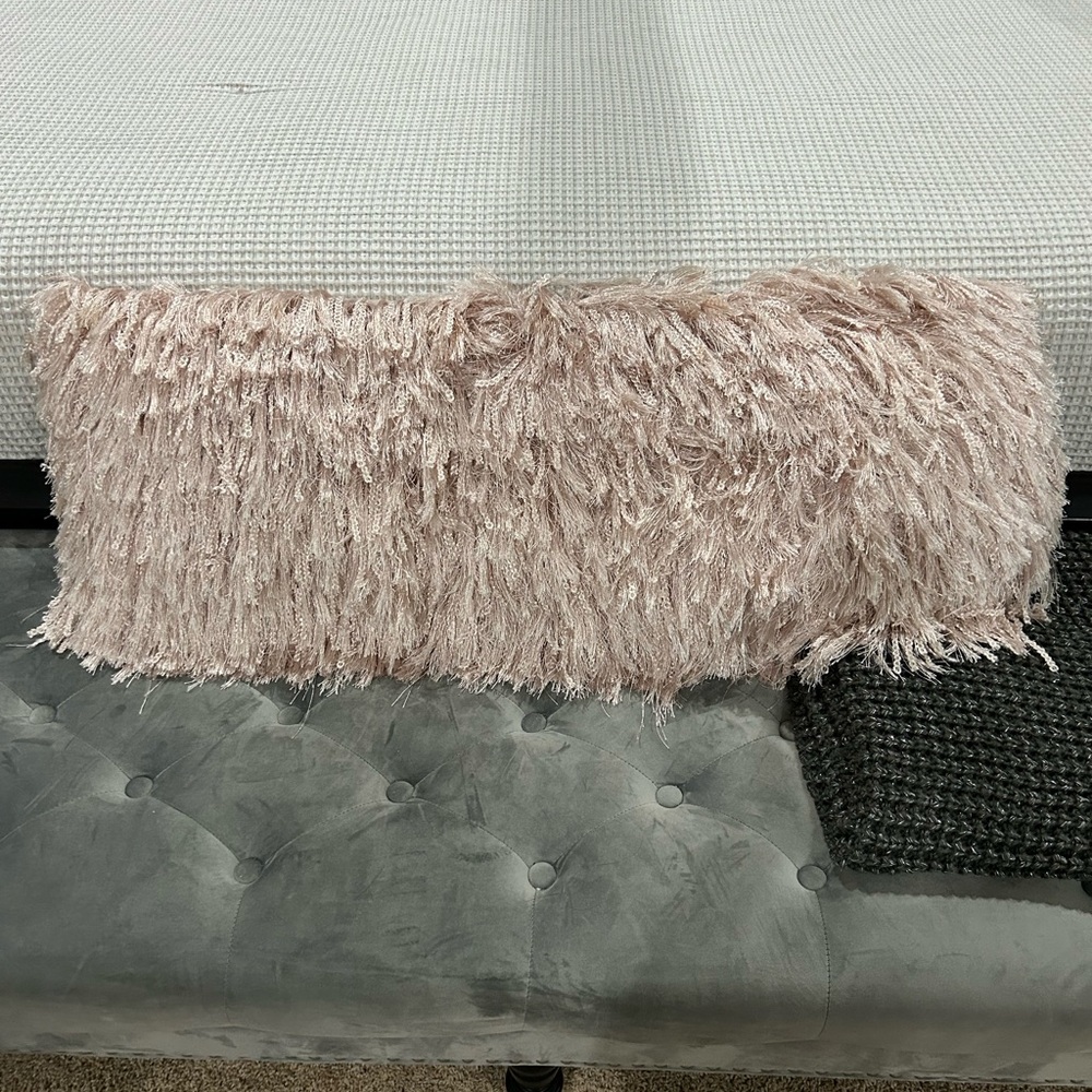 Shaggy Pink Throw Pillow cover